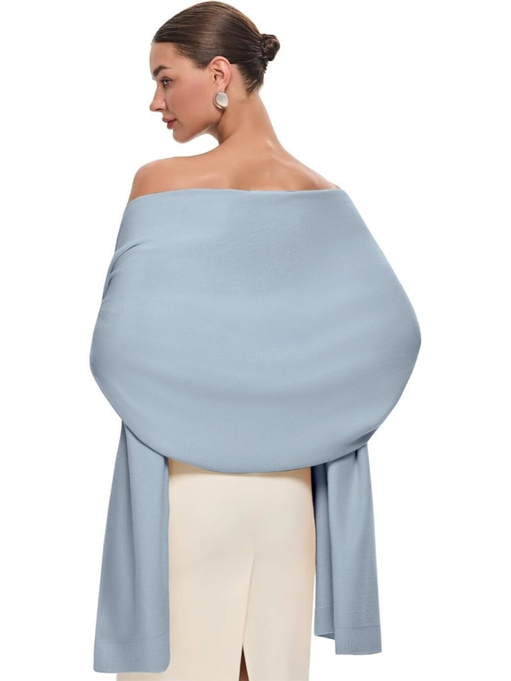 〽️Women's Pashmina Shawl Blue Viscose Wedding Bridal Winter Warm Shoulder Wrap